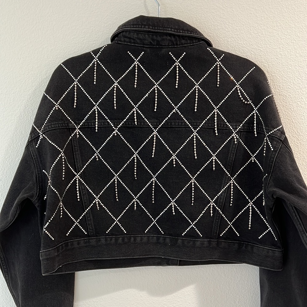 Womens Topshop Black oversized Jeans Jack with diamonds details on the back